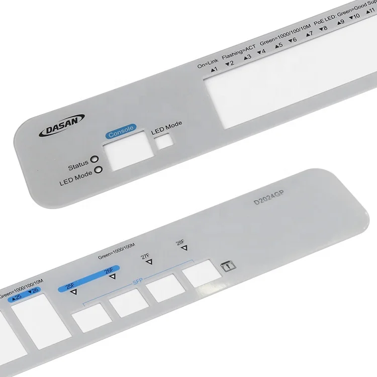 Self-adhesive silk screen print Lexan pc polycarbonate plastic nameplate overlay