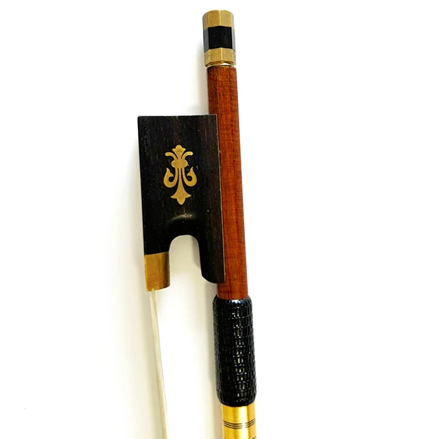 Factory price  wholesale natural horsehair violin carved ebony bow professional round bow