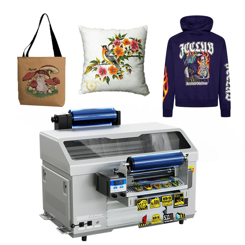 Multi-function inkjet UV dtf printer Double head XP600 small flat panel covered T-shirt printing phone case printing press