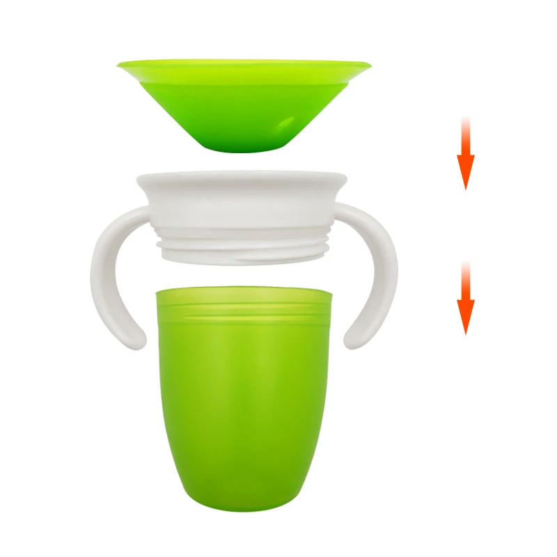 360 Degrees Rotated Baby Learning Drinking Cup with Double Handle Flip Lid Leakproof Magic Cup Kids Water Feeding Cups Bottle