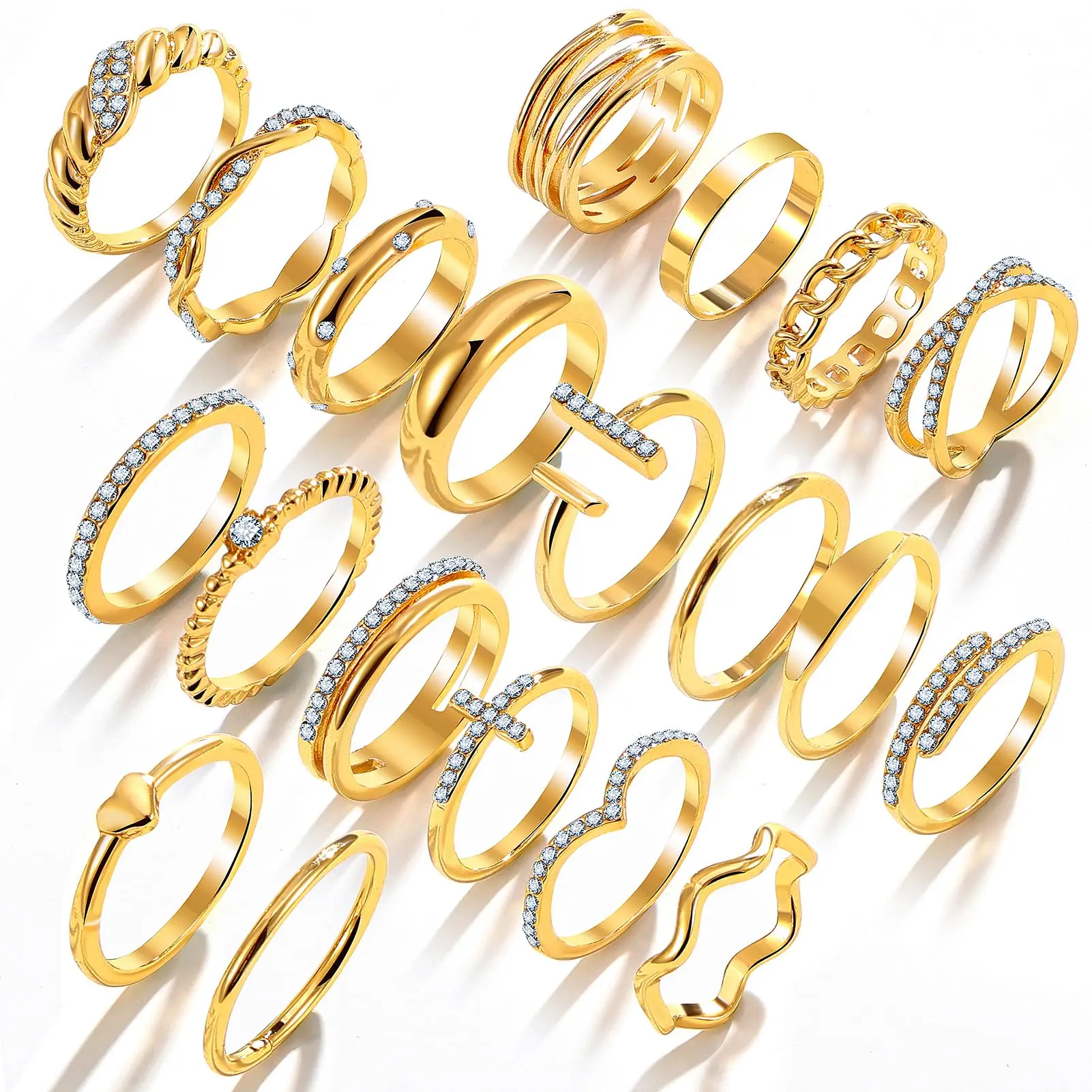 Manbu Custom Finger Rings Women 14K Gold Plated Knuckle Ring 925 Silver Non Tarnish Jewelry Gold Filled Stackable Ring Set