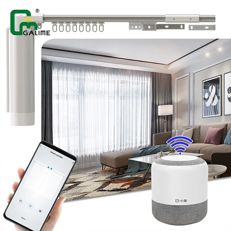 Curtain Motor Tuya Phone App Control Motorized Curtain Motor Motorized Drapery Curtain With 3.2m Track  Drapery