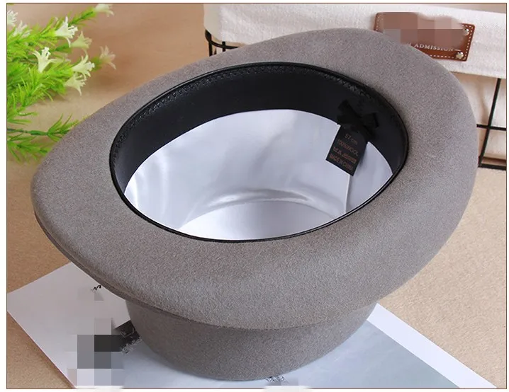 Cylinder Classic Elegant 100% Wool Felt top hats wholesale Victorian Style Made Hatter Tall Gentlemen formal dress hats for men