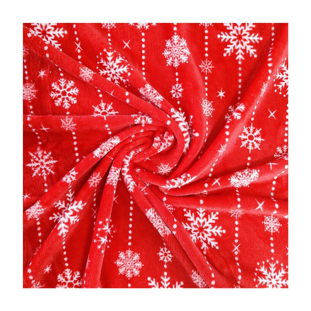 Fashionable design printed flannel fabric 240gsm polyester red fabric flannel
