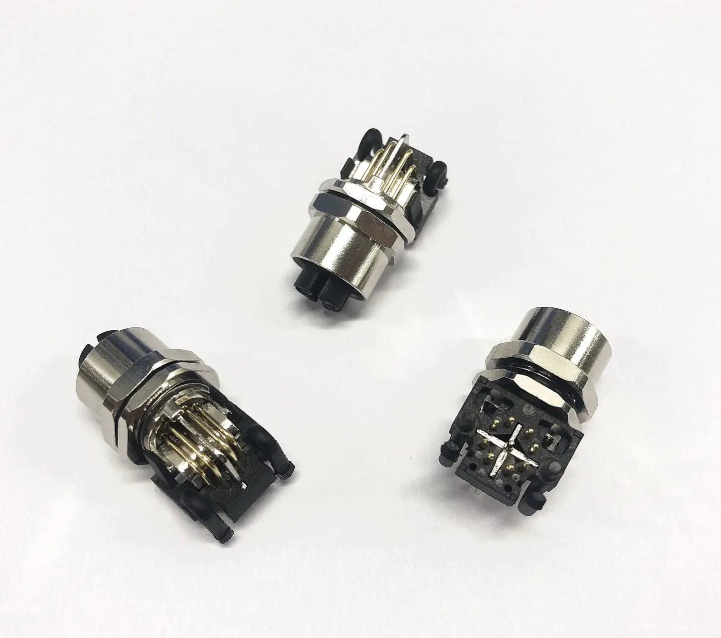 New M12 bent pin PCB buckle 8pin female plug plus M12 assembled crimp 3 / 4 / 5 / 6 / 8 / 12 pin female / female plug connector