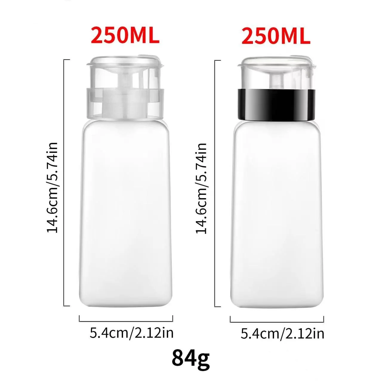 60/150/180/250ml Nail Refillable Bottles Empty Press Pump Dispenser Nail Art Polish Remover Cleaner Makeup Bottle Manicure Tool
