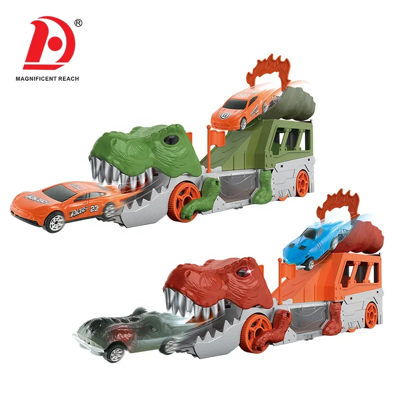HUADA 2023 New Style Boys Favorite Gift Kids Catapult Dinosaur Race Track Car Toy With Storage Function