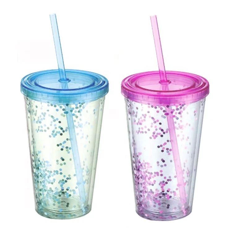 Eco-friendly 450ml BPA free AS material Double wall plastic drinking water cup