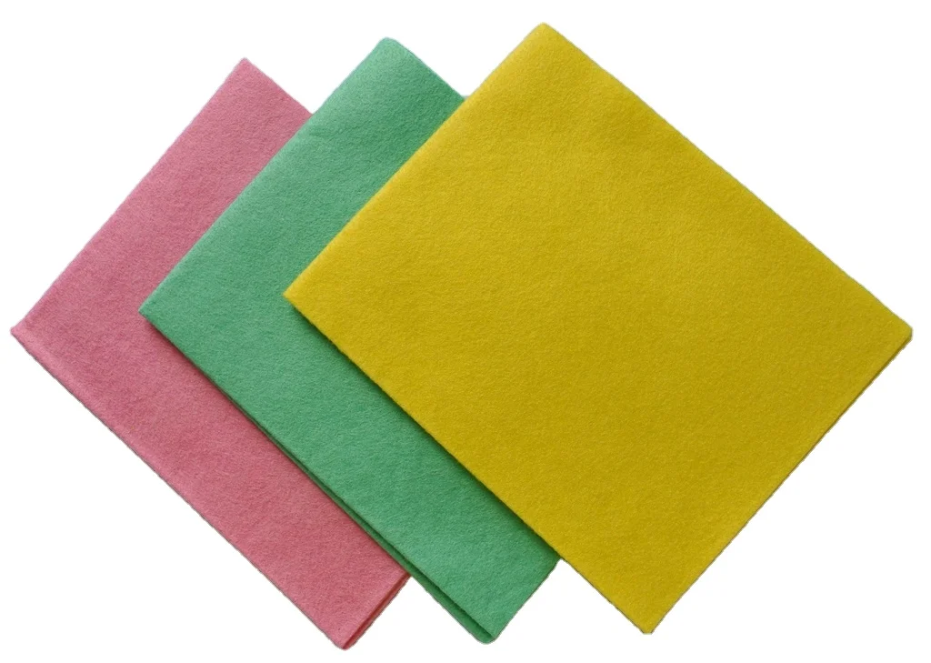 Viscose / polyester yellow color non woven cloth super absorbent cleaning cloth