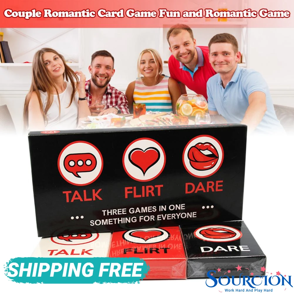 
SWT Hot Popular Fun Couple Romantic Card Game Game Deck Talk Or Flirt Or Dare Cards 3 Games Cards Deck Lovely Gift For Couples 