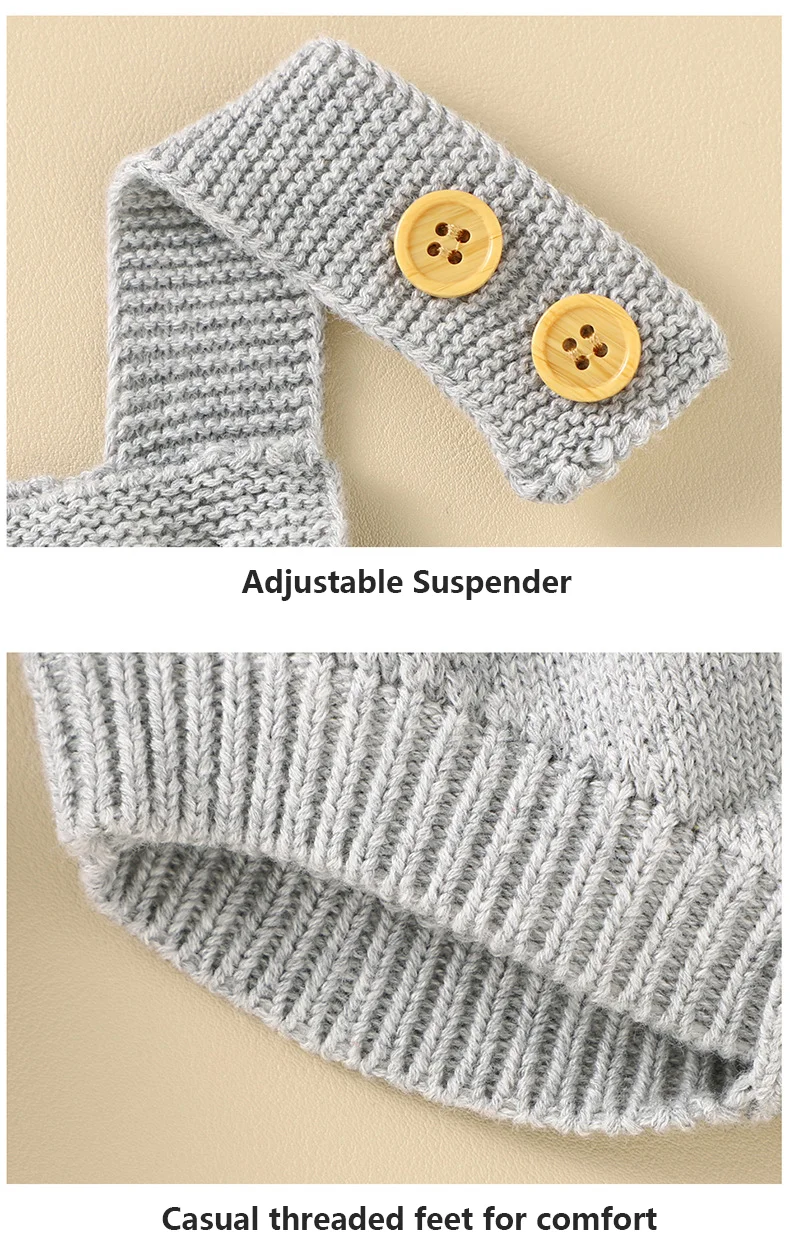 Custom Instagram Solid Color Baby Knitted Rompers Jumpsuit  Baby Clothes Suspender Crochet Sweater