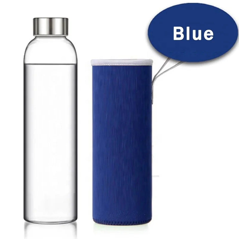 High quality glass water bottle 420ml/600ml Unbreakable borosilicate glass water bottle