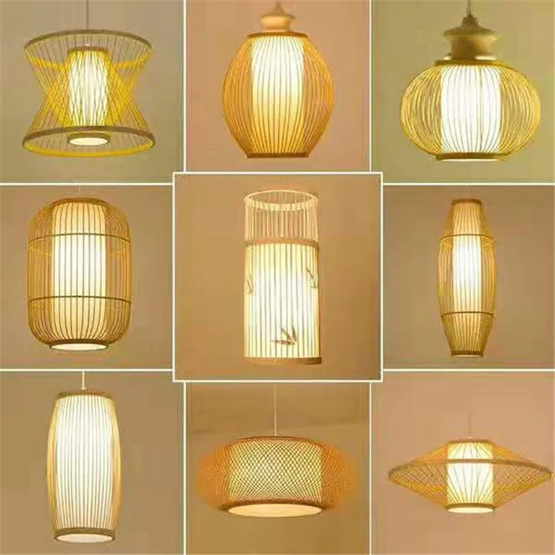 New Bamboo Wicker Rattan Wave Shade Pendant Light Hanging Ceiling Lamp Fixture Home Decor Lampshade