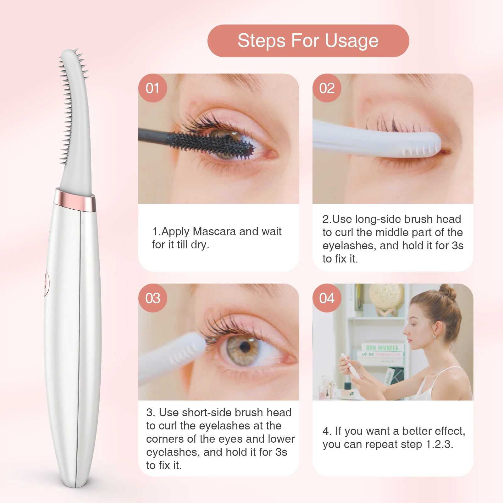 TOUCHBeauty Professional Korea Popular Electric Silicone Heated Eyelash Curler Customized Mascara Lash Curler for Home Beauty