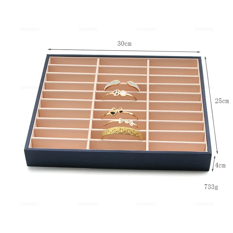 SHI SHENG Wholesale Custom Ring Pendant Necklace Jewellery Packaging Trays Pu Leather Stackable Jewelry Display Tray