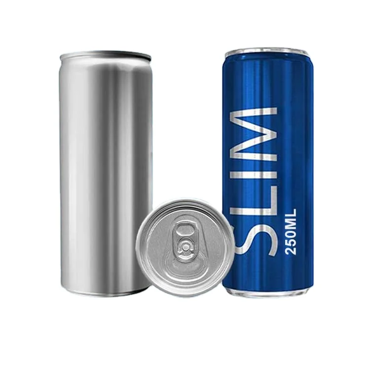 250ml Slim Low MOQ Customized Print Blank Aluminum Juice Can