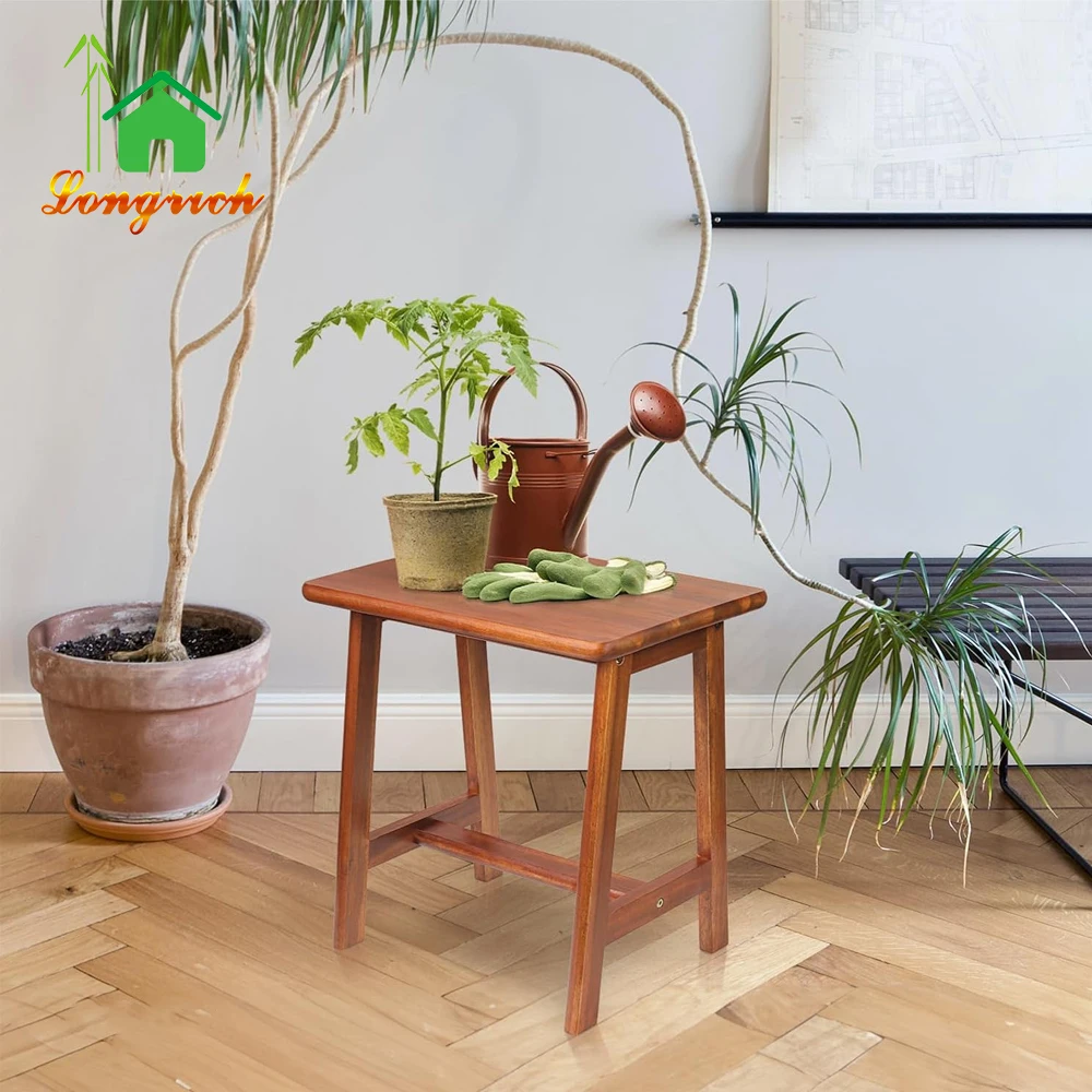 Rectangular Acacia Wood Stool Small Shower Bench Seat Small End Table Stool Bathroom shower corner stool