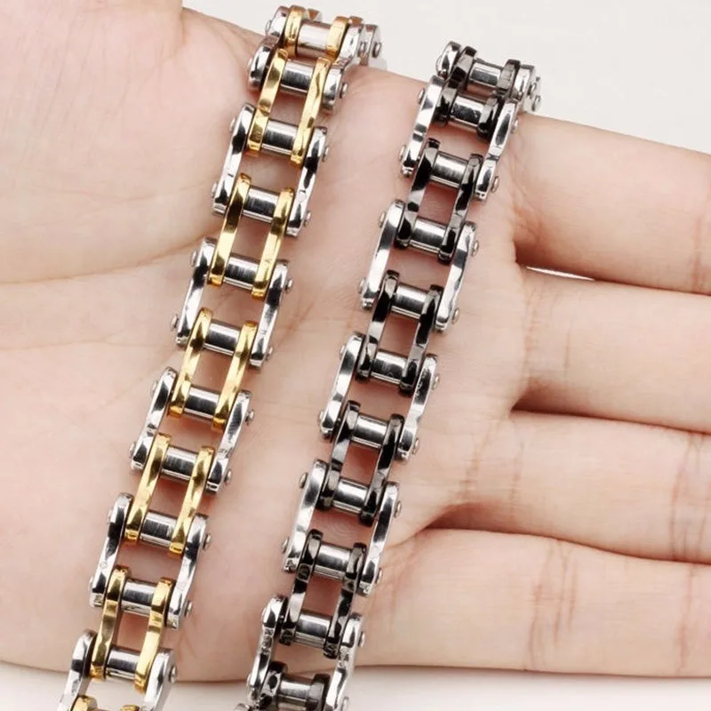 316 Stainless Steel Jewelry Biker Chain Bracelet Link Chain Motorcycle Bicycle Style Bracelets Punk Bangles Jewelry