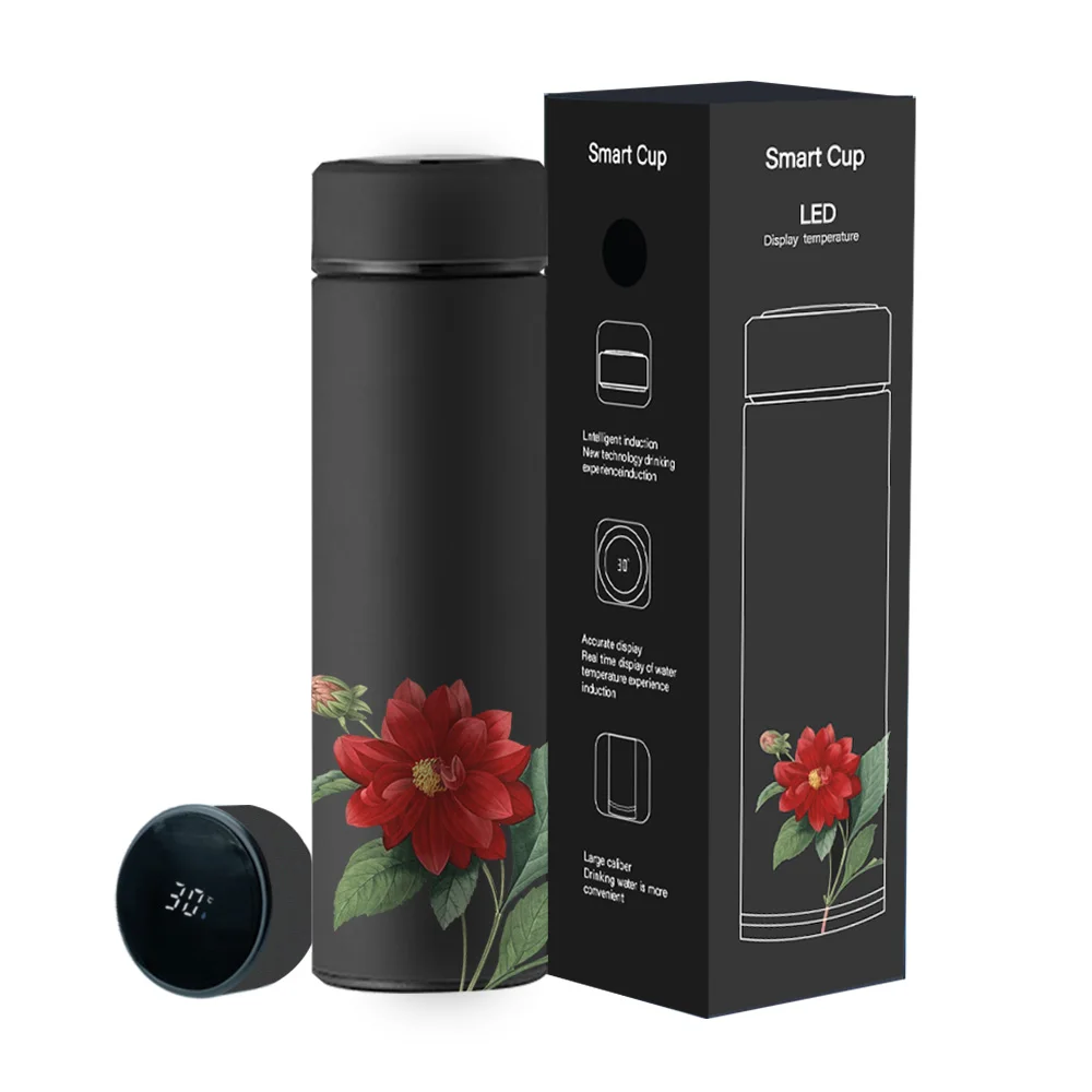 Custom Stainless Steel Drink Bottle Vacuum Flask Thermos Bottle Digital Temperature Display Smart Water Bottle
