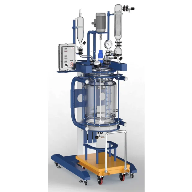 High Borosilicate glass Lifting Glass Reactor 50L Chemical Jacketed Lifting Reactor with Filter