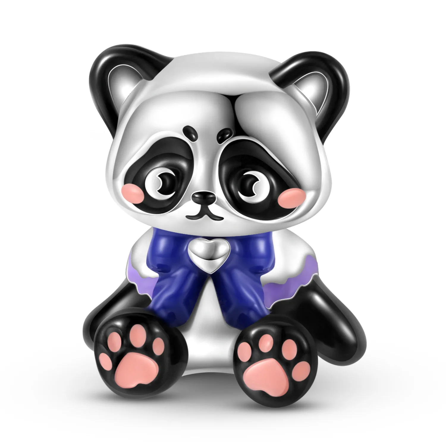 925 sterling silver Panda bead coconut tree charm colorful cute animal bracelet charms for DIY jewelry