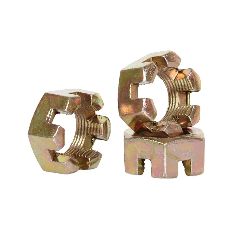 M8-48 High-Strength Grade 8 Steel Six-Claw Nut Slotted Design Galvanized/Zinc Plated/Polished Finish Mining Healthcare