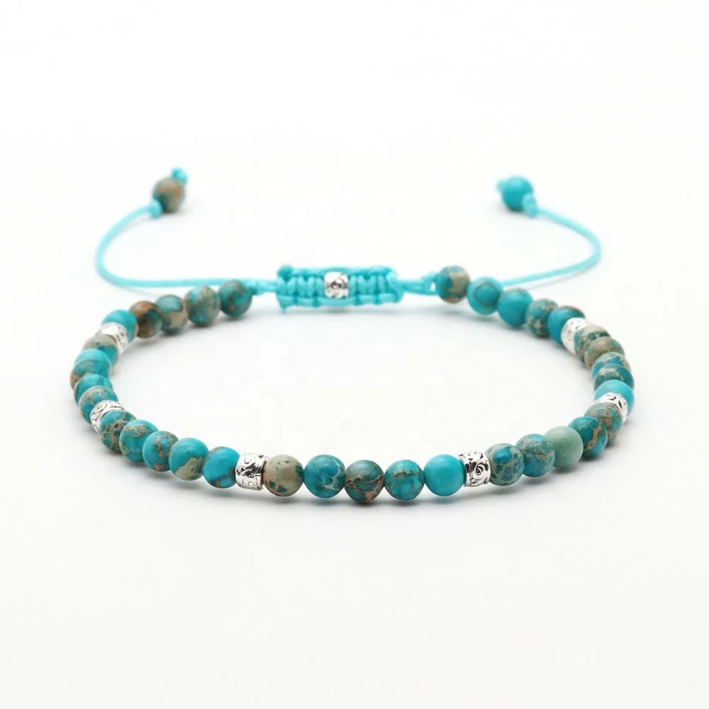 lava rock agate onyx rose quartz amethyst gemstone healing energy macrame adjustable natural stone bead bracelet 4mm