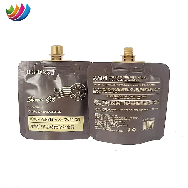 Custom Printed 30ml Liquid Pouch Reusable Detergent Packaging Spout Pouch Bags For Shampoo And Shower Gel