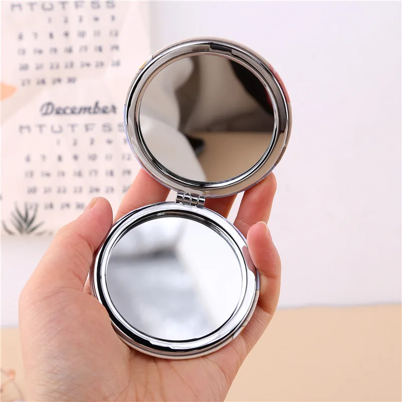 Portable Small Mirror Pu Cosmetic Double-sided Mirror Cartoon Folding Mini Pocket Mirror