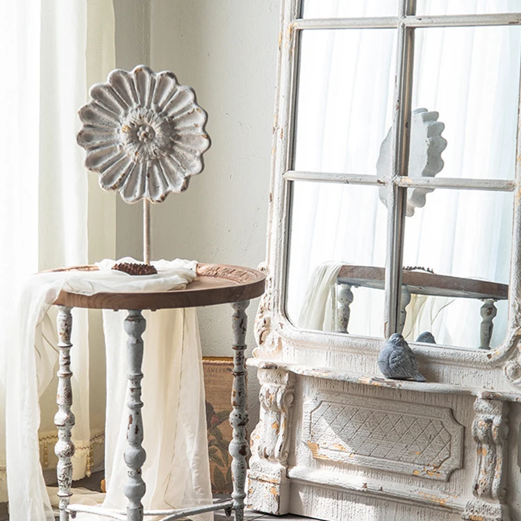 Factory Spot European Style Arch Antique Full Length Large Standing Wooden Mirror Vintage Mirror with Frame