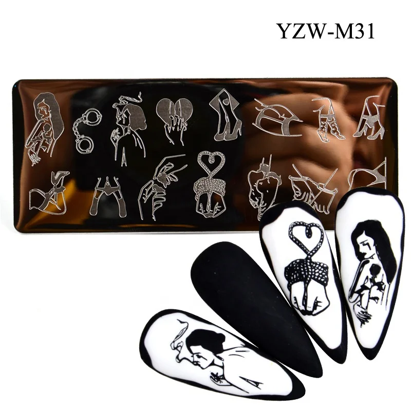 Abstract Faces Nail Art Stamp Plates Rectangle Stainless Steel Image Plate Nail Template Tools