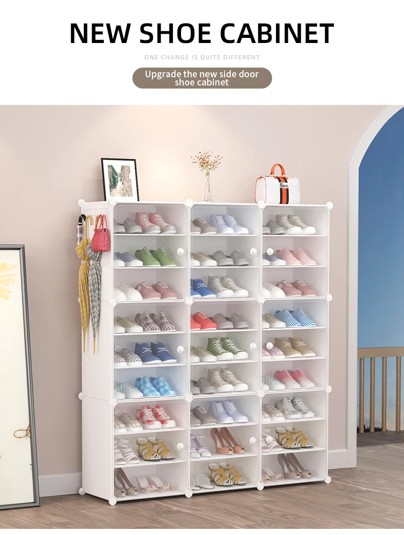 Cheap Price Home Furniture Modern Magnetic Assemble Stackable Folding Door Dust-proof Plastic Diy Shoe Storage Rack