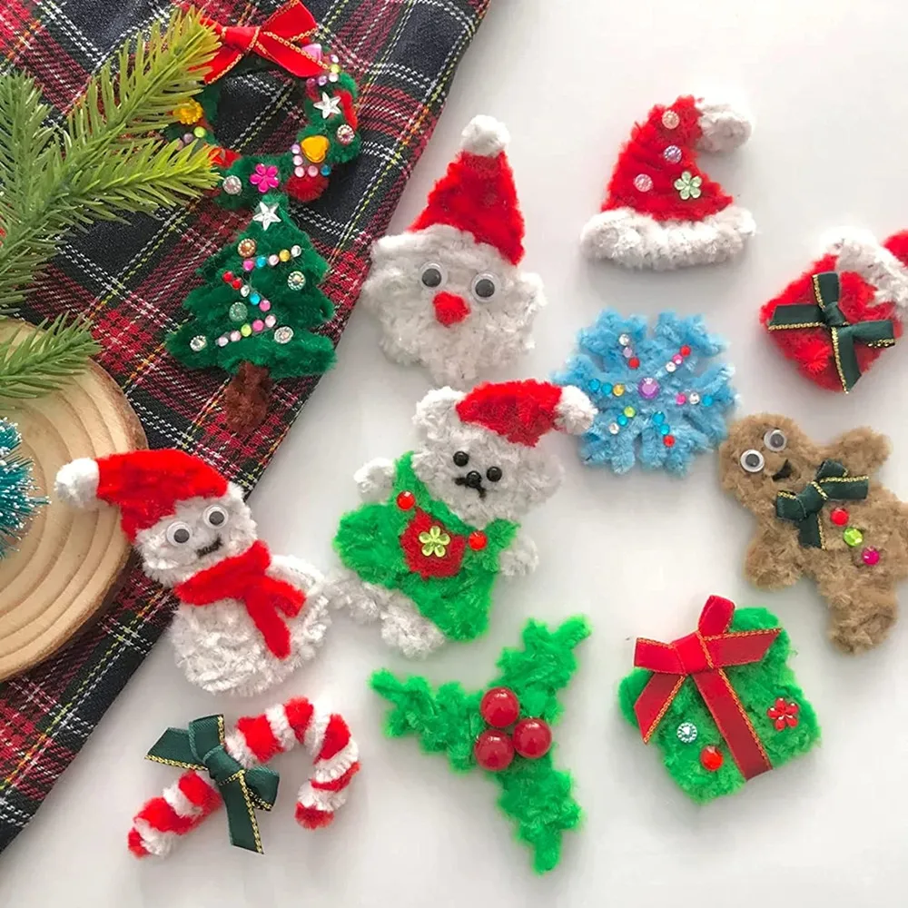 DIY Fuzzy Wire Chenille Handcraft Craft Chenille Stem Craft Pipe Cleaner Flower Bouquet Art Set Kit Crafts for Kids