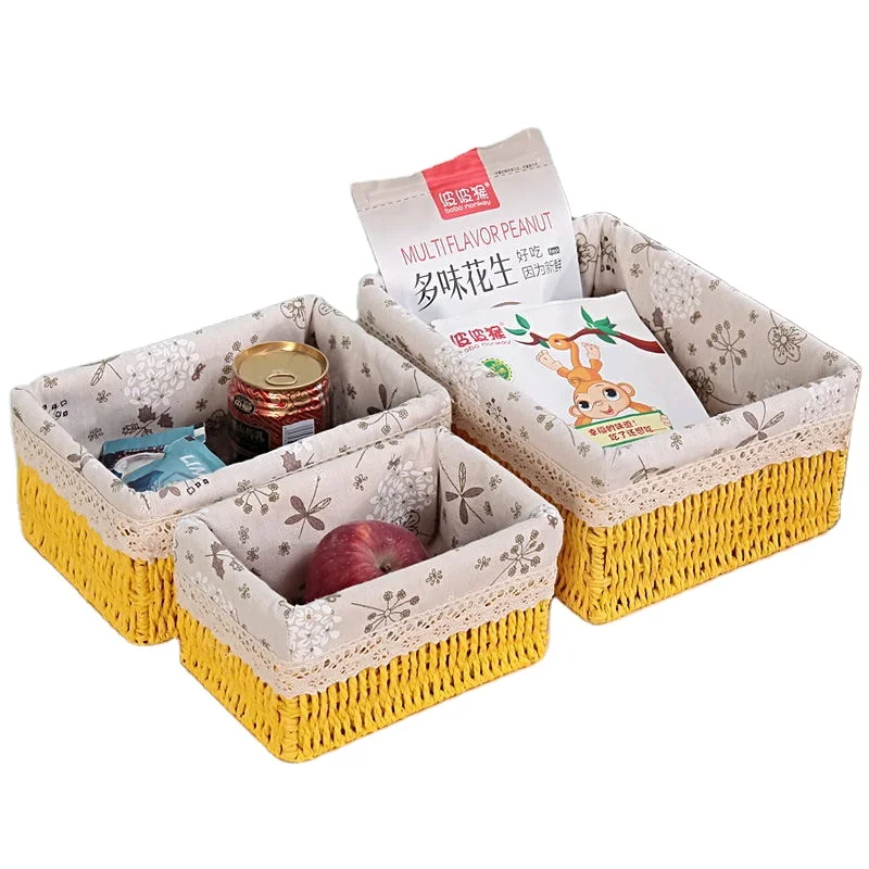 Необработанные бумажные веревочные корзины, плетеная корзина для фруктов, плетеная корзина для отходов