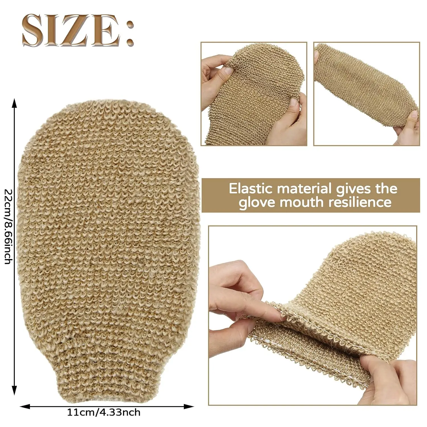 Natural Jute Exfoliating Gloves Eco Friendly Double Sided Hemp Scrub Gloves Remove Dead Skin Bath Gloves