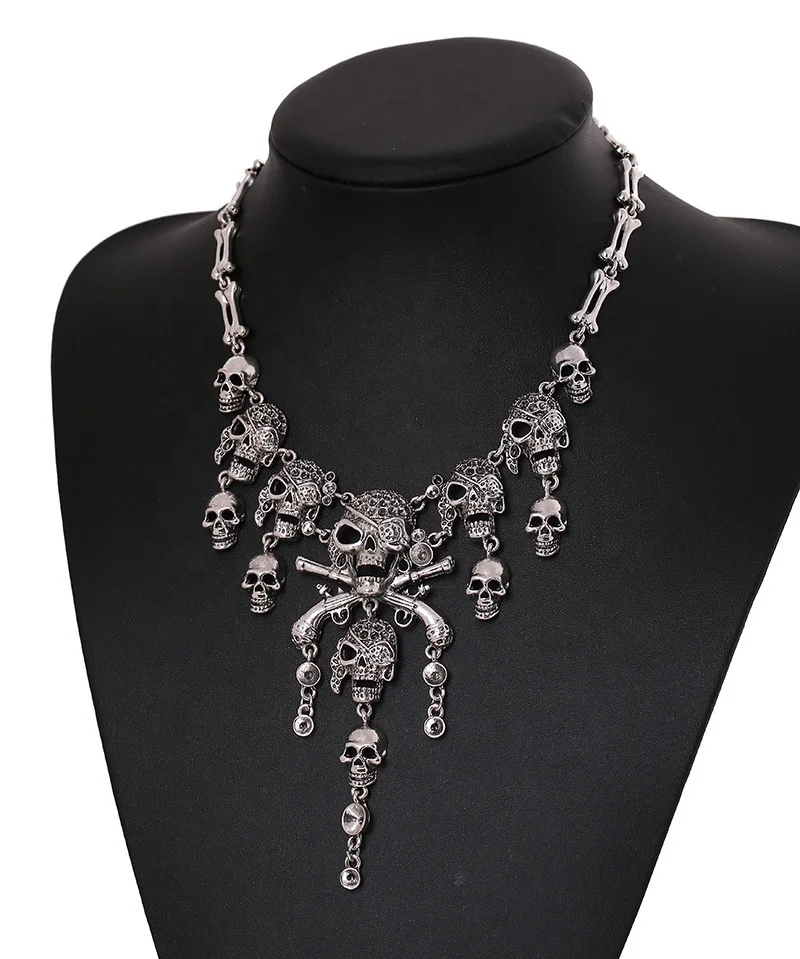 Halloween Ghost 2023  Printed  Necklace For Men Women National Flag Skull Jewelry