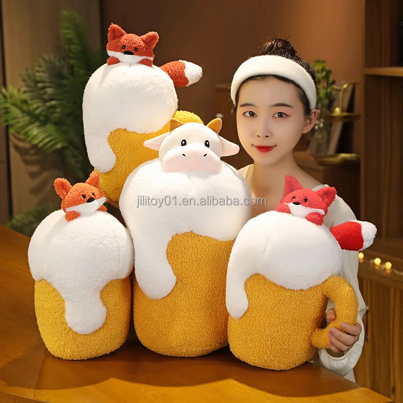 dropshipping 2022 beer design cow plush toy pillow best seller custom stuffed animal wholesalers