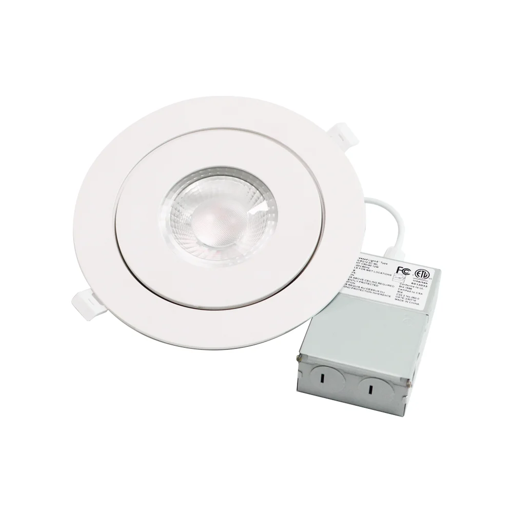 Canless Recess Lighting Adjustable 3 4 6 Inches 9 Watt Selectable 3CCT 5CCT Dimmable Eyeball LED Downlight Gimbal