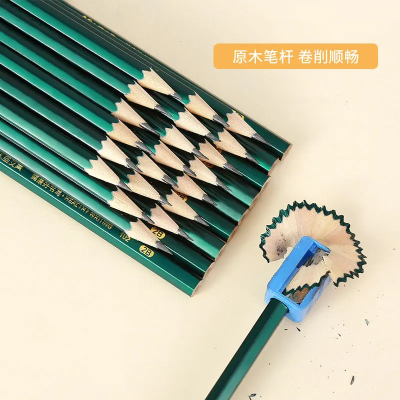 Custom Poplar Wooden Logo Making Pencils HB 2B 10 Pcs Lead Hexagonal Round Shape Standard Pencil