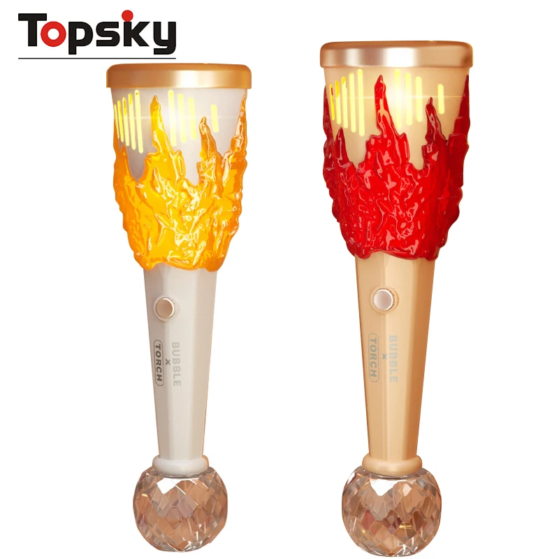 2024 Creative Torch Bubble Toys Machine Flash Electric Outdoor Party Games Automatic Colorful Bubble Machine Toys for Children
