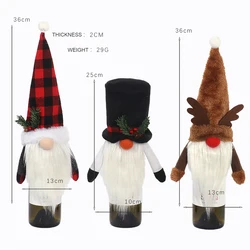 European style tip hat Christmas wine bottle decorate elf no face doll  Santa Claus bottle cover