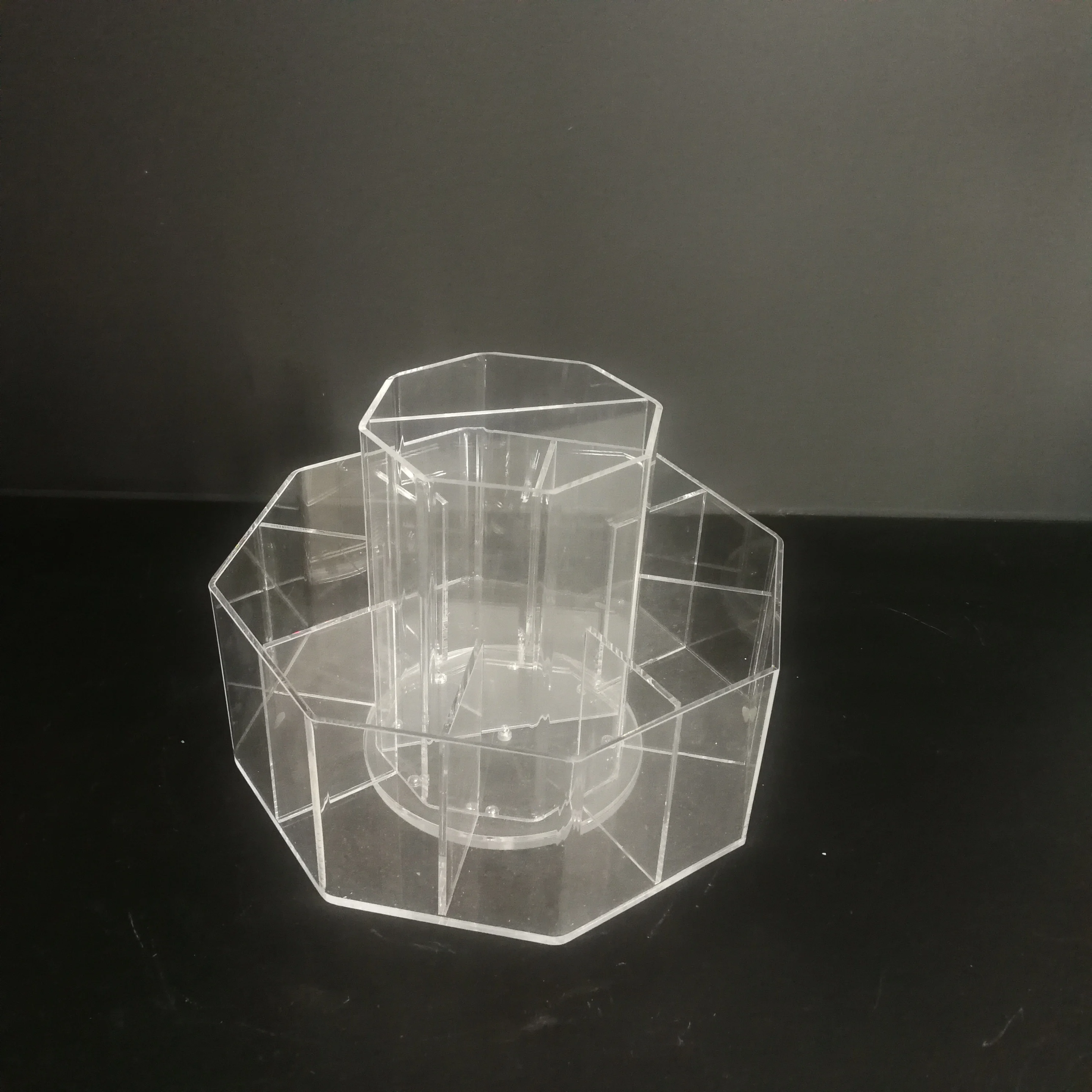 Octagonal clear makeup organizer acrylic with rotating base for cosmetics,stationery organizing display