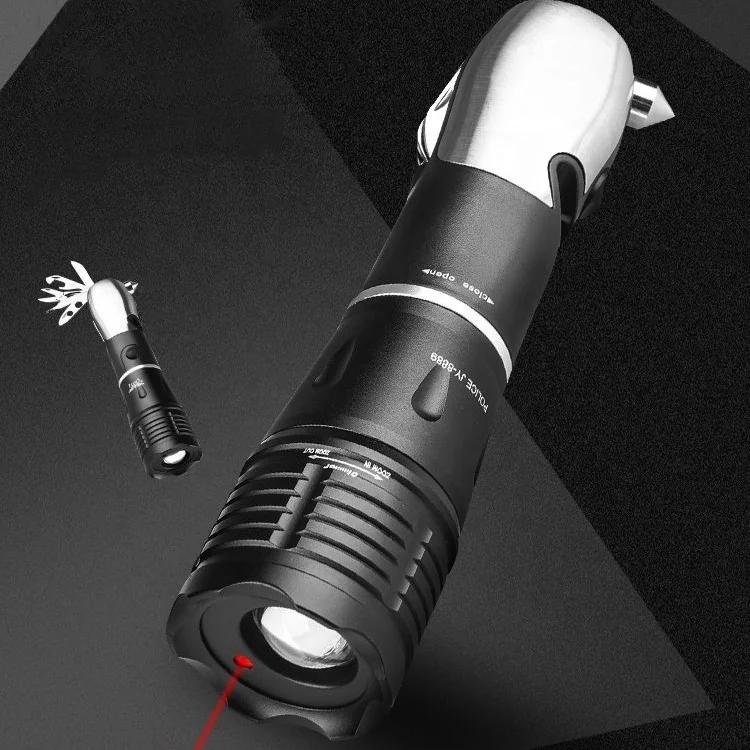 
Multifunction laser flashlight five functions Three hours of battery life black Outdoor emergency flashlight 