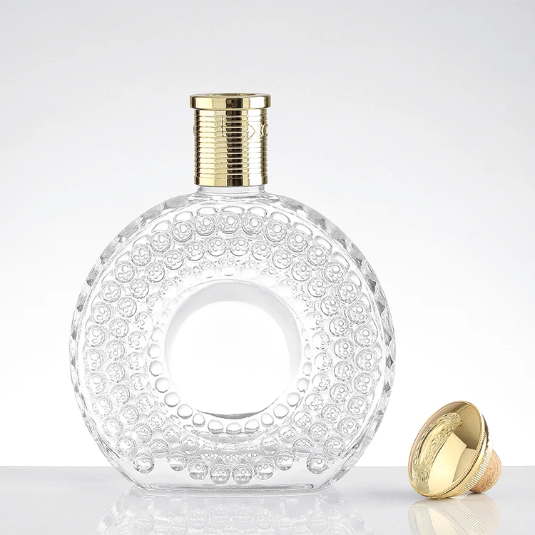 Best Selling Half Round Shaped Liquor 750m Vodka Glass Bottle