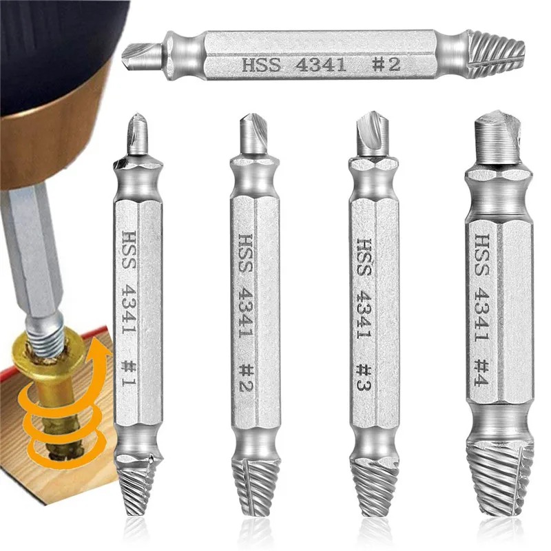 5pc Damaged Screw Extractor Drill Bit Guide Broken Bolt Stud Stripped Screw Remover Tool for Screw