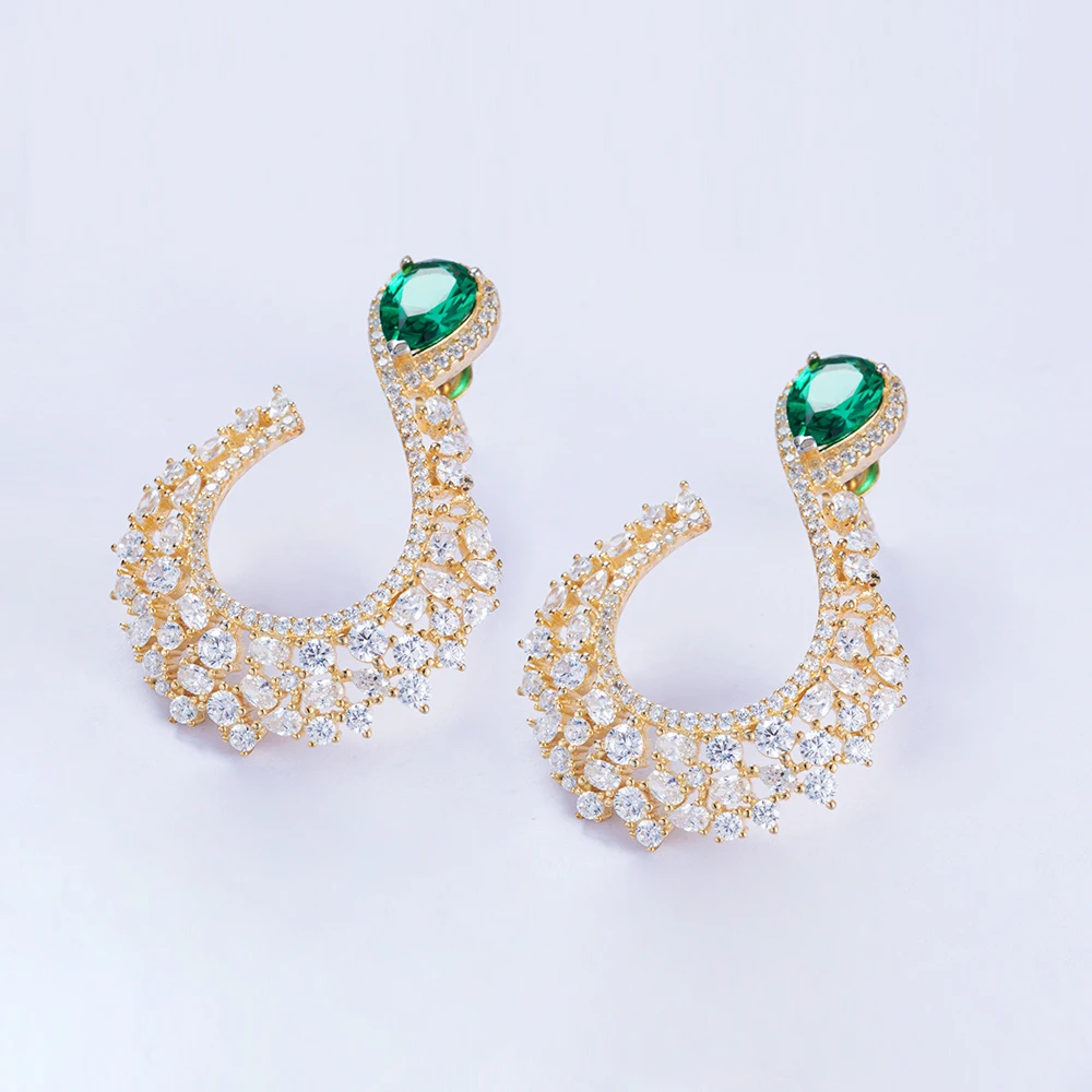 luxury fine stud chunky crystal diamond 925 sterling silver wholesale saudi gold jewelry