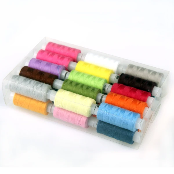 factory direct  hot selling  200m assorted  100%  spun polyester sewing thread