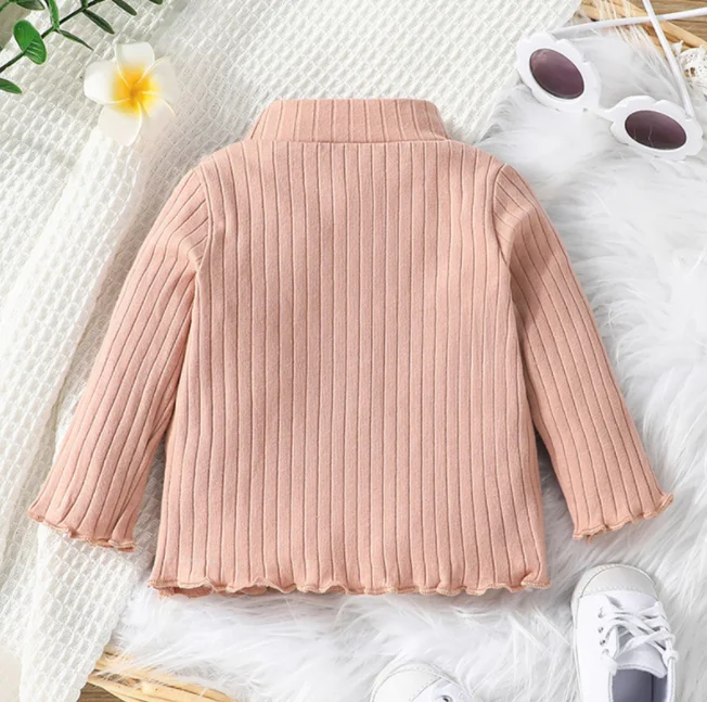 Children Clothes Casual Knitwear for Infants and Toddler Girls Collar Long Sleeve Top Baby Girls Sweater Pullover Pink Shirts