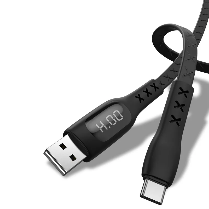 2021 Popular timed off smart display type c cable fast charging Injection molding TPE material usb to type c charger cable