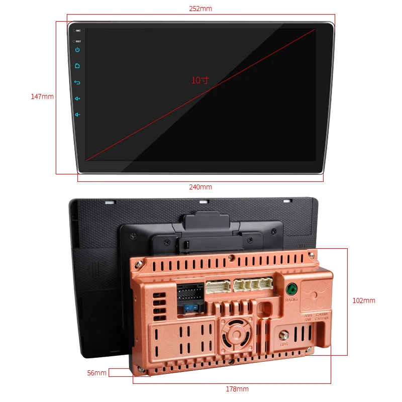10.1' Autoradio 2 Din Android 9.0 Car Radio Stereo Touch Screen WIFI GPS BT Car Video